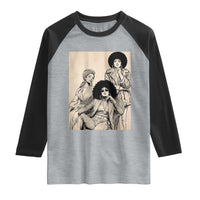 Vintage 70s Afro Queen Black Girl Pride Fashion Raglan Shirt