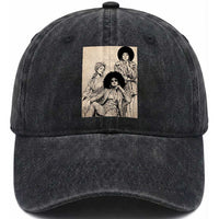 Vintage 70s Afro Queen Black Girl Pride Fashion Washed Cotton Baseball Cap