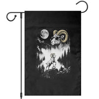 Cool Ram Wearing Sunglasses Moon Nature Vintage Graphic Garden Flag