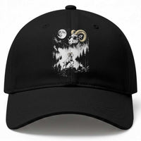 Cool Ram Wearing Sunglasses Moon Nature Vintage Graphic Baseball Cap