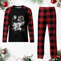 Cool Ram Wearing Sunglasses Moon Nature Vintage Graphic Plaid Pajama Set