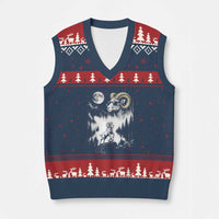 Cool Ram Wearing Sunglasses Moon Nature Vintage Graphic V-Neck Knit Sweater Vest