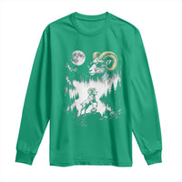Cool Ram Wearing Sunglasses Moon Nature Vintage Graphic Long Sleeve Shirt