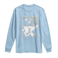Cool Ram Wearing Sunglasses Moon Nature Vintage Graphic Long Sleeve Shirt
