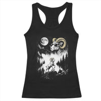 Cool Ram Wearing Sunglasses Moon Nature Vintage Graphic Racerback Tank Top