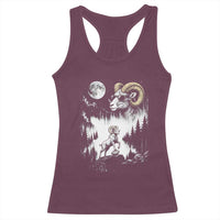 Cool Ram Wearing Sunglasses Moon Nature Vintage Graphic Racerback Tank Top