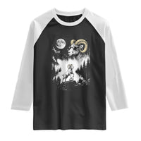 Cool Ram Wearing Sunglasses Moon Nature Vintage Graphic Raglan Shirt