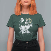 Cool Ram Wearing Sunglasses Moon Nature Vintage Graphic T Shirt For Women
