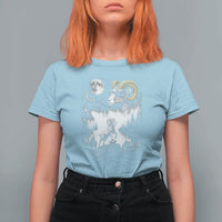 Cool Ram Wearing Sunglasses Moon Nature Vintage Graphic T Shirt For Women