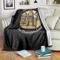 Hold On Partner I Am Overstimulated Throw Blanket Funny Cowboy Frog - Wonder Print Shop