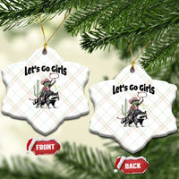 Cowboy Frog Riding Raccoon Ceramic Ornament Let's Go Girls - Wonder Print Shop