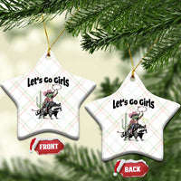 Cowboy Frog Riding Raccoon Ceramic Ornament Let's Go Girls - Wonder Print Shop