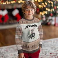 Cowboy Frog Riding Raccoon Ugly Christmas Sweater Let's Go Girls - Wonder Print Shop
