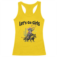 Cowboy Frog Riding Raccoon Racerback Tank Top Let's Go Girls - Wonder Print Shop