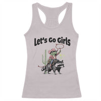 Cowboy Frog Riding Raccoon Racerback Tank Top Let's Go Girls - Wonder Print Shop