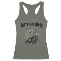 Cowboy Frog Riding Raccoon Racerback Tank Top Let's Go Girls - Wonder Print Shop