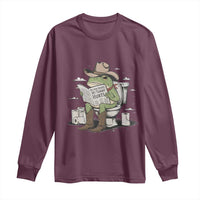 Funny Cowboy Frog Long Sleeve Shirt Not Now Partner My Tummy Hurts - Wonder Print Shop