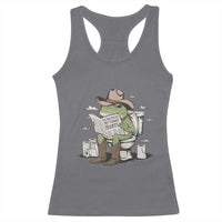 Funny Cowboy Frog Racerback Tank Top Not Now Partner My Tummy Hurts - Wonder Print Shop