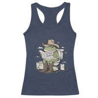 Funny Cowboy Frog Racerback Tank Top Not Now Partner My Tummy Hurts - Wonder Print Shop