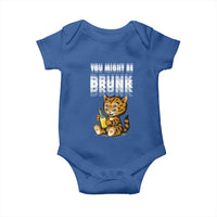 Funny Cat Drinking Beer Baby Onesie You Might Be Drunk - Wonder Print Shop
