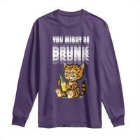 Funny Cat Drinking Beer Long Sleeve Shirt You Might Be Drunk - Wonder Print Shop