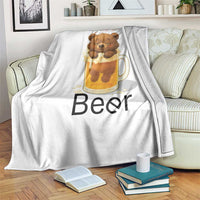 Funny Drinking Lover Throw Blanket Bear In Beer Glass - Wonder Print Shop