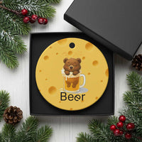 Funny Drinking Lover Ceramic Ornament Bear In Beer Glass - Wonder Print Shop