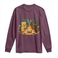 Funny Smores Camping Long Sleeve Shirt Marshmallow Chocolate Fire - Wonder Print Shop
