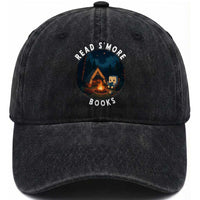 Camping Lover Washed Cotton Baseball Cap Read Smore Books Funny Smores