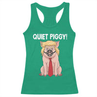 Quiet Quiet Piggy Racerback Tank Top Funny Sarcastic Political Anti Authoritarian - Wonder Print Shop