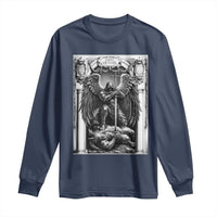 Saint Michael The Archangel Defeating Satan Long Sleeve Shirt Christian Faith Gift