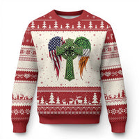 USA Flag Celtic Cross Irish American Ugly Christmas Sweater St Patricks Day Gift