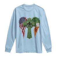 USA Flag Celtic Cross Irish American Long Sleeve Shirt St Patricks Day Gift