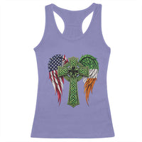 USA Flag Celtic Cross Irish American Racerback Tank Top St Patricks Day Gift