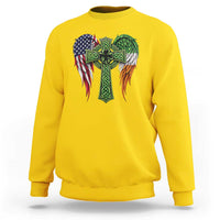 USA Flag Celtic Cross Irish American Sweatshirt St Patricks Day Gift