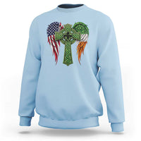 USA Flag Celtic Cross Irish American Sweatshirt St Patricks Day Gift