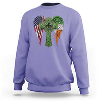 USA Flag Celtic Cross Irish American Sweatshirt St Patricks Day Gift