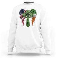 USA Flag Celtic Cross Irish American Sweatshirt St Patricks Day Gift
