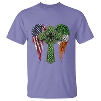 USA Flag Celtic Cross Irish American T Shirt St Patricks Day Gift