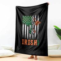 Irish American Pride Celtic Cross USA Flag Throw Blanket St Patricks Day Gift