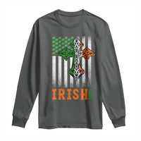 Irish American Pride Celtic Cross USA Flag Long Sleeve Shirt St Patricks Day Gift
