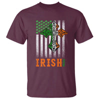 Irish American Pride Celtic Cross USA Flag T Shirt St Patricks Day Gift