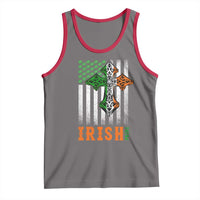 Irish American Pride Celtic Cross USA Flag Tank Top St Patricks Day Gift