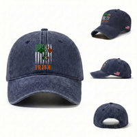 Irish American Pride Celtic Cross USA Flag Washed Cotton Baseball Cap St Patricks Day Gift