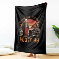 Vintage Route Highway 66 Gas Pump Throw Blanket Fuel Freedom Flat Roads