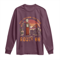 Vintage Route Highway 66 Gas Pump Long Sleeve Shirt Fuel Freedom Flat Roads