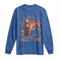 Vintage Route Highway 66 Gas Pump Long Sleeve Shirt Fuel Freedom Flat Roads