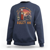 Vintage Route Highway 66 Gas Pump Sweatshirt Fuel Freedom Flat Roads