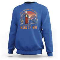 Vintage Route Highway 66 Gas Pump Sweatshirt Fuel Freedom Flat Roads