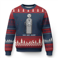 Route Highway 66 Americana Road Trip Ugly Christmas Sweater Gas Grill Glory